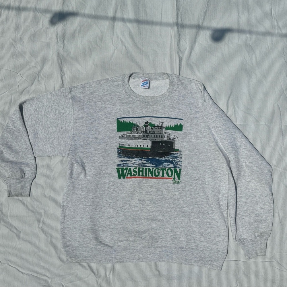 Vintage Grey Washington Ferry Sweatshirt – 90s